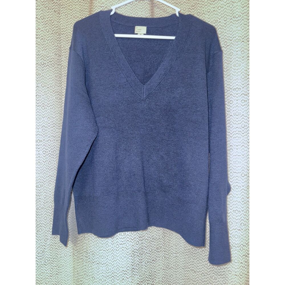 A New Day Navy Blue V-Neck Sweater Mens Medium Recycled Knit Pullover NEW